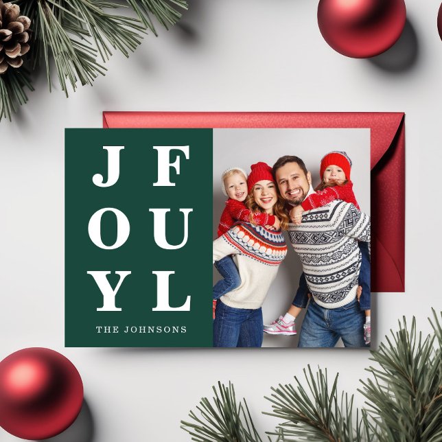 Elegantes Smarald Green Joyful Foto Weihnachten (Elegant Emerald Green Joyful Photo Christmas Holiday Card)