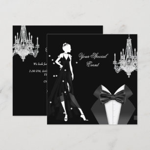 Elegantes Smokingkleid Silber Weiß Schwarz Party Einladung
