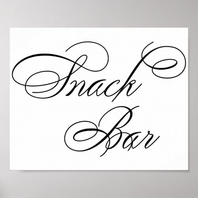 Elegantes Snack Bar Black Script | Horizontale Tab Poster (Vorne)
