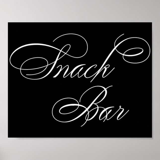Elegantes Snack Bar White Script | Horizontale Tab Poster (Vorne)