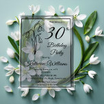 Elegantes Snowdrops 30. Geburtstag Party Acryleinladungen<br><div class="desc">Elegantes Schneevergnügen im Blumen-Design "30. Geburtstag Party" mit einem Blumenmotiv im Schneefall.</div>