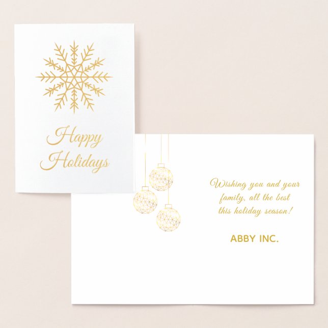 Elegantes Snowflake Corporate Holiday Gold Folienkarte (Anzeige)
