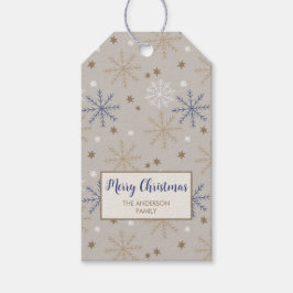 Elegantes Snowflake-Muster Beige Geschenkanhänger