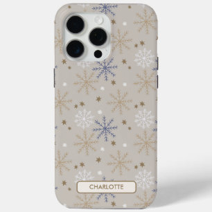 Elegantes Snowflake Muster Beige Pesonalized Case-Mate iPhone Hülle