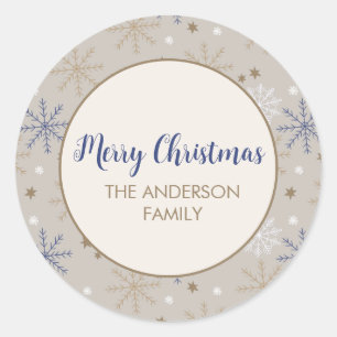Elegantes Snowflake-Muster Beige Runder Aufkleber