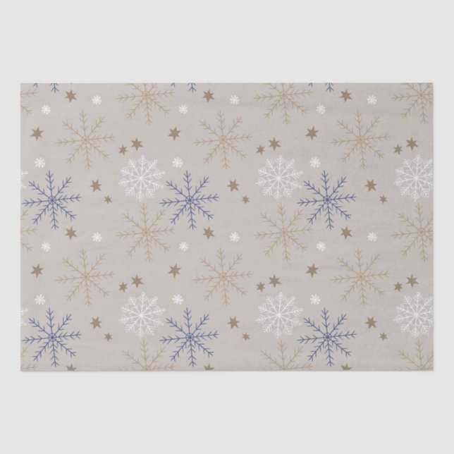 Elegantes Snowflake-Muster Beige Seidenpapier (Vorderseite)