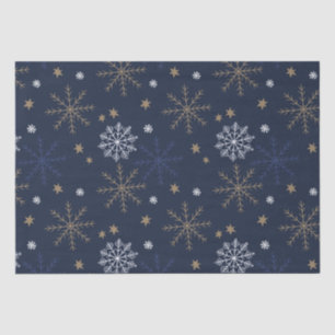 Elegantes Snowflake Muster Dunkelblau Seidenpapier