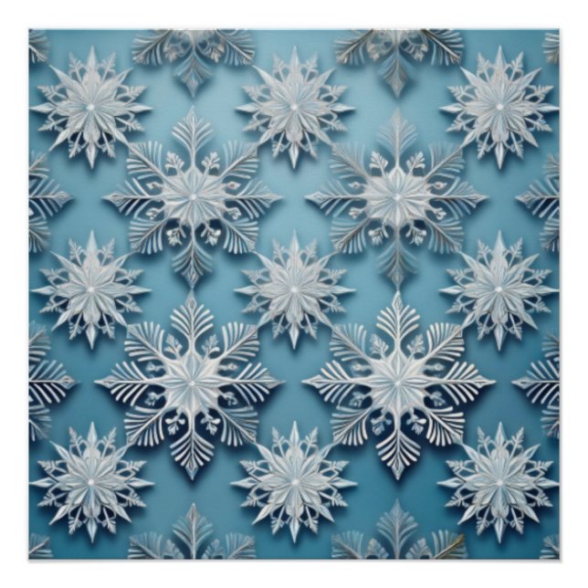 Elegantes Snowflake-Muster Poster (Vorderseite)