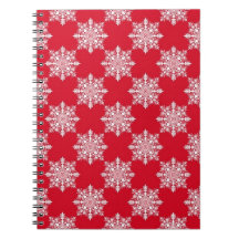Elegantes Snowflake Muster Rot und Weiß Notebook