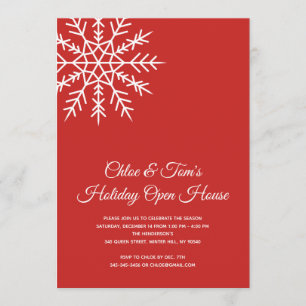 Elegantes Snowflake Rotes Holiday Open House Einladung