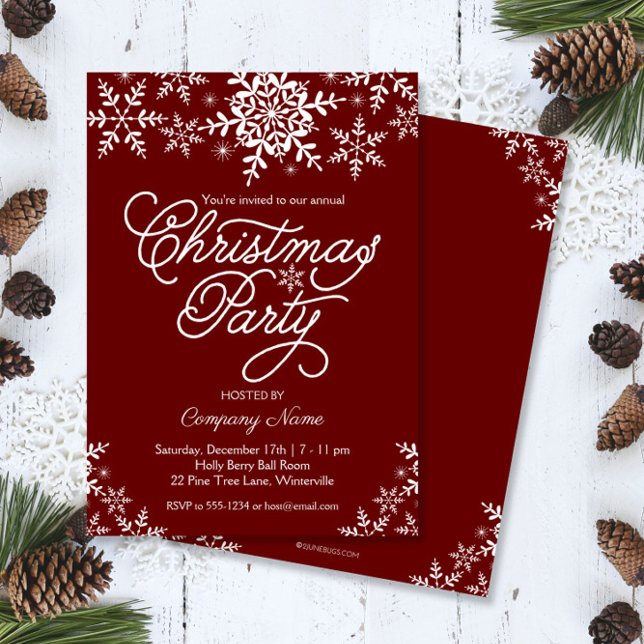 Elegantes Snowflakes Unternehmen Weihnachten Party Einladung (Von Creator hochgeladen)