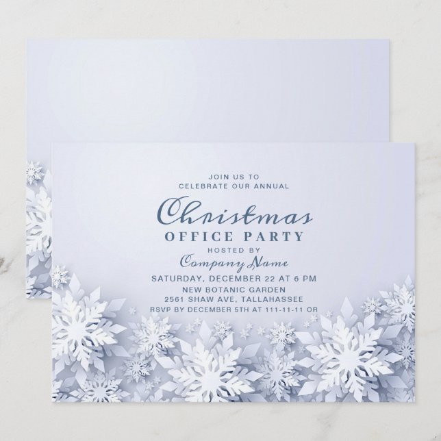 Elegantes Snowflakes Weihnachtsfest im Unternehmen Einladung (Vorne/Hinten)