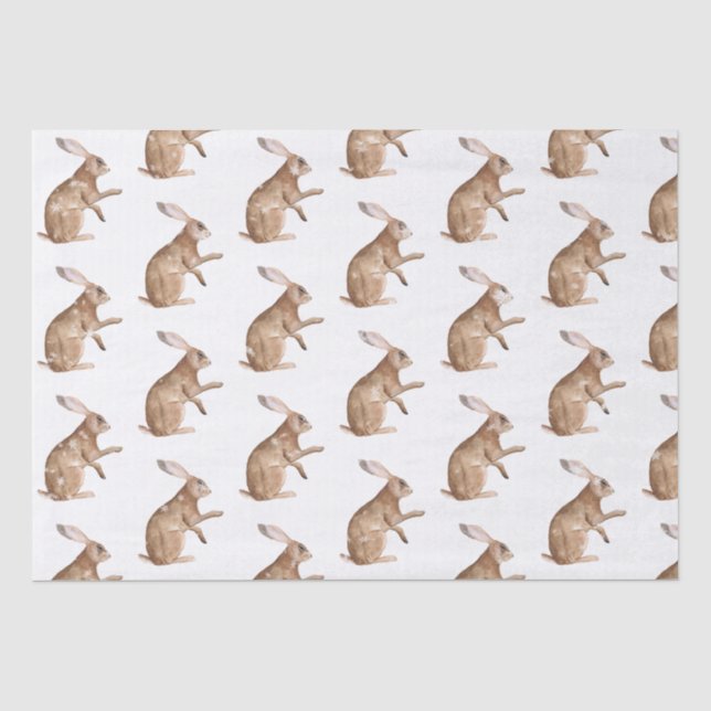 Elegantes Snowy Winter Animals Hare Rabbit Seidenpapier (Vorderseite)