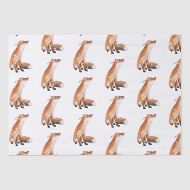 Elegantes Snowy Winter Animals Red Fox Tissue Seidenpapier (Vorderseite)