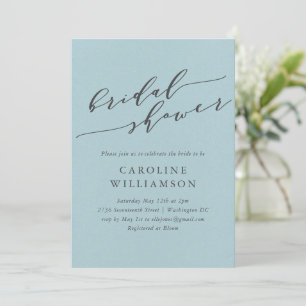 Elegantes Soft Light Blue Script-Brautparty Einladung
