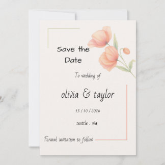 Elegantes Soft Sage Grün und Pfirsich Blumen Save  The Date
