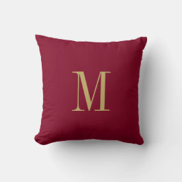 Elegantes Solid Burgundy mit Gold Monogram Kissen