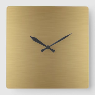 Elegantes Solid Gold Quadratische Wanduhr