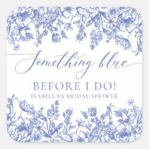 Elegantes Something Blue Before I do Brautbad Quadratischer Aufkleber
