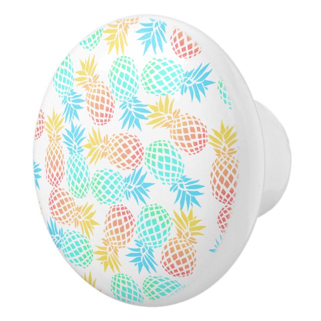 elegantes sommerliches tropisches farbiges Ananas- Keramikknauf (Rechts)