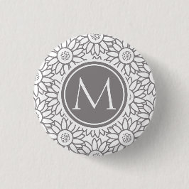 Elegantes Sonnenblume-Muster mit Monogramm Button