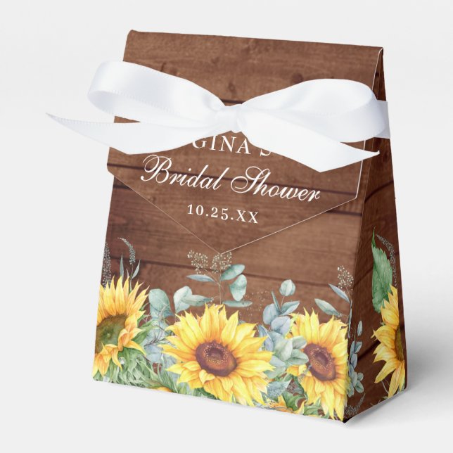 Elegantes Sonnenblumen Eukalyptus Floral Brautpart Geschenkschachtel (Vorderseite)