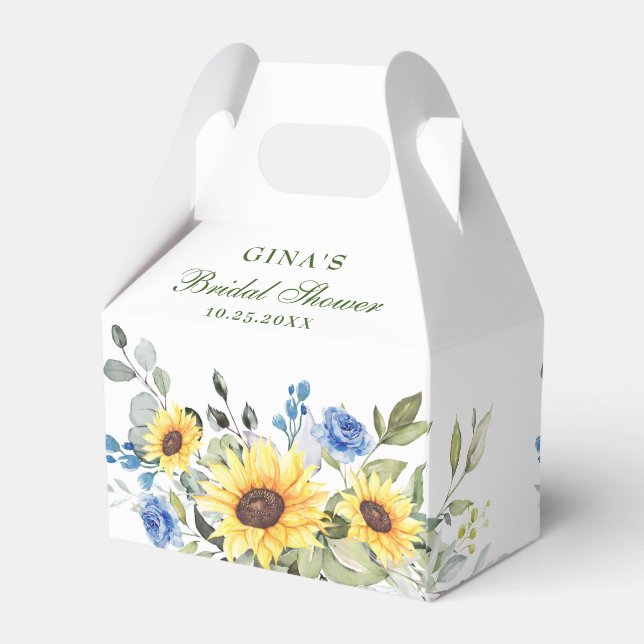 Elegantes Sonnenblumen Eukalyptus Floral Brautpart Geschenkschachtel (Rückseite)