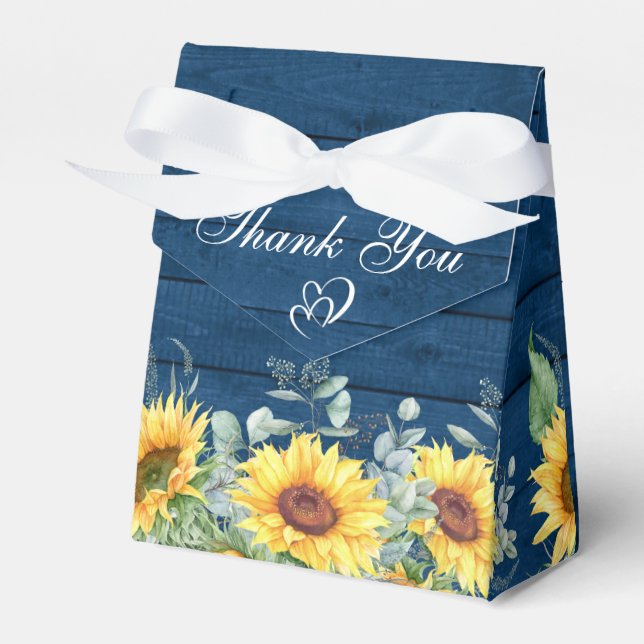 Elegantes Sonnenblumen Eukalyptus Floral Brautpart Geschenkschachtel (Vorderseite)