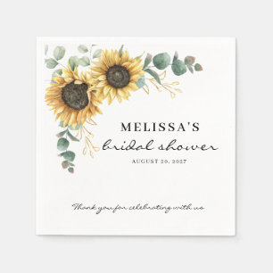 Elegantes Sonnenblumen Eukalyptus Floral Brautpart Serviette