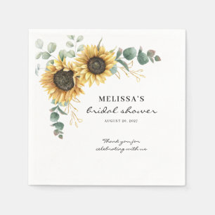 Elegantes Sonnenblumen Eukalyptus Floral Brautpart Serviette
