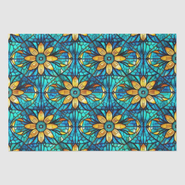 Elegantes Sonnenblumenmuster Imitat gestanztes Gla Seidenpapier (Vorderseite)