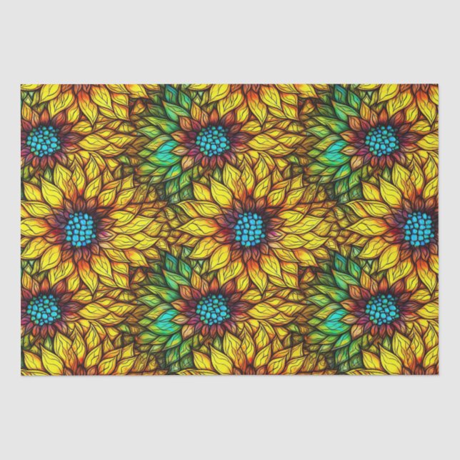 Elegantes Sonnenblumenmuster Imitat gestanztes Gla Seidenpapier (Vorderseite)