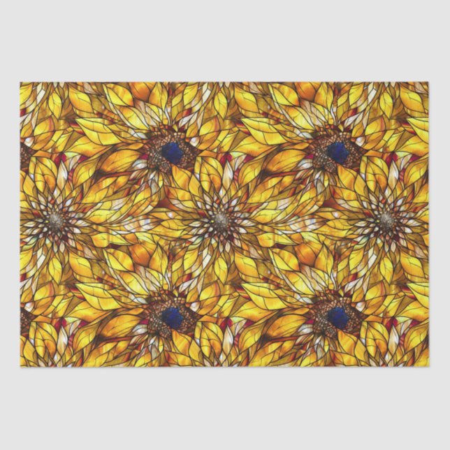 Elegantes Sonnenblumenmuster Imitat gestanztes Gla Seidenpapier (Vorderseite)