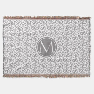 Elegantes Sonnenblumenmuster Mit Monogramm Decke