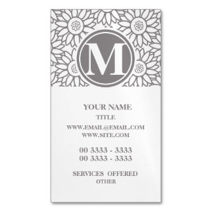 Elegantes Sonnenblumenmuster Mit Monogramm Magnetische Visitenkarte