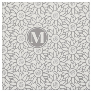Elegantes Sonnenblumenmuster Mit Monogramm Stoff