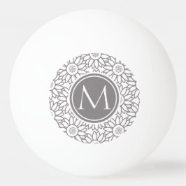 Elegantes Sonnenblumenmuster Mit Monogramm Tischtennisball