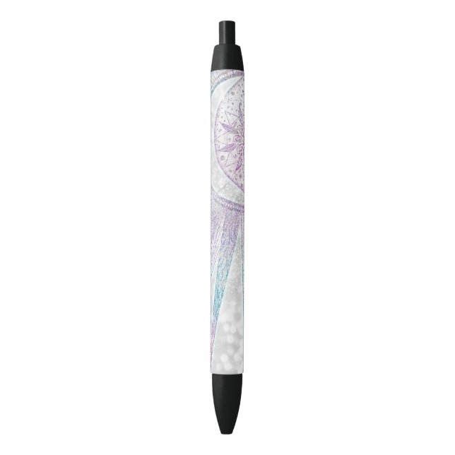 Elegantes Sonnenmond Mandala Silver Design Kugelschreiber (Vorderseite Vertikal)