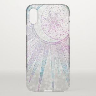 Elegantes Sonnenmond Mandala Silver Design iPhone X Hülle