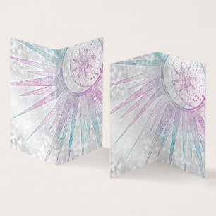 Elegantes Sonnenmond Mandala Silver Design Visitenkarten