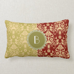 Elegantes Spalte-Damast-Muster mit Monogramm Lendenkissen