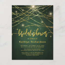 Elegantes Sparkling Gold String Lights Brautparty Einladungspostkarte