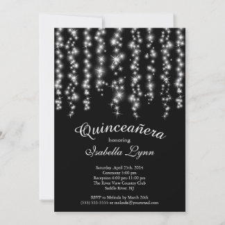 Elegantes Sparkling Lights Quinceñera Party Einladung