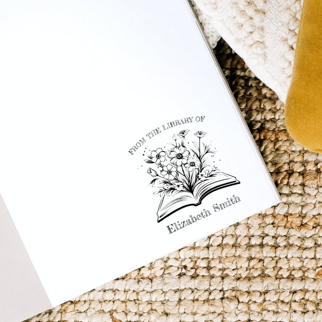 Elegantes, spielerisches Buch, das aus der Bibliot Gummistempel (Von Creator hochgeladen)