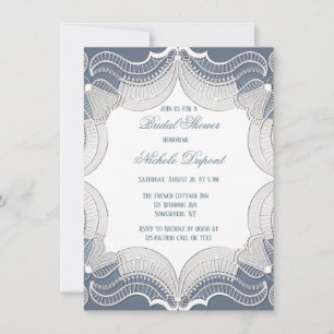 Elegantes Spitzen auf Blue Wedding Brautparty Einladung