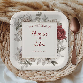 Elegantes Square Party mit Aquarellfarben-Blume Pappteller