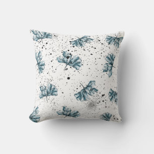 Elegantes Stahlblau Blumendesign Kissen