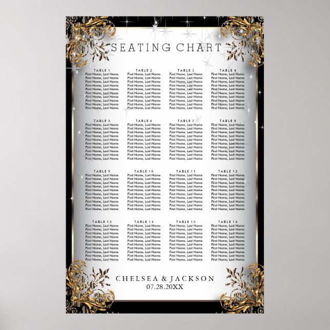Elegantes Starry Night Wedding - Seating Chart Poster (Vorne)