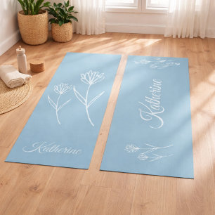 Elegantes Staubblau Einfache Blume Yogamatte