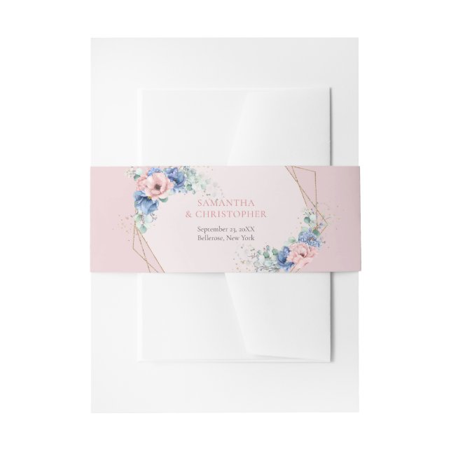 Elegantes staubblaues Aquarellgold Einladungsbanderole (Vorderseite Beispiel)